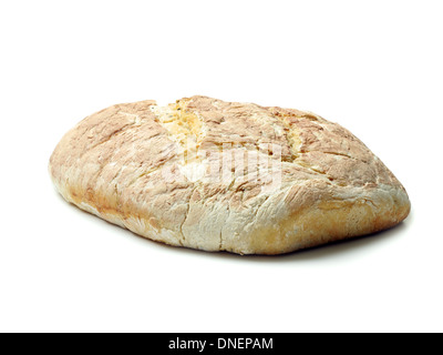 Nach Hause gebackenes Brot auf weißem Hintergrund Stockfoto