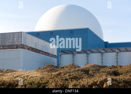 Weiße Kuppel der PWR Sizewell B Atomkraftwerk in der Nähe von Leiston, Suffolk, England Stockfoto