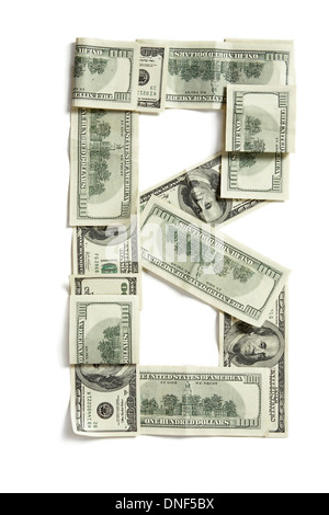 Dollar Buchstabe B aus echtem Geld gemacht Stockfoto
