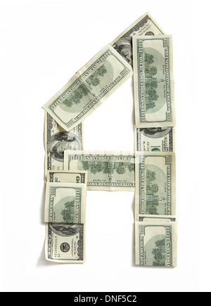 Dollar-Buchstaben A aus echtem Geld gemacht Stockfoto