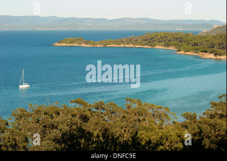 Malerische Aussicht auf Port Cros Nationalparks Hyeres Frankreich Stockfoto