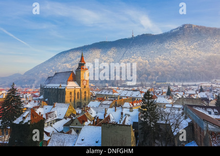 Panoramablick auf die Innenstadt von Brasov, Rumänien Stockfoto