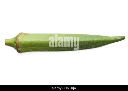 Okra oder Ladyfinger isoliert auf weißem Hintergrund Stockfoto