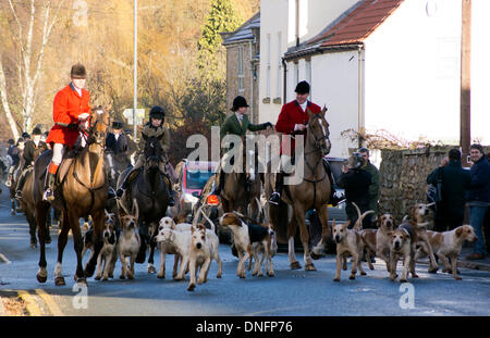 Wentbridge, West Yorkshire, Großbritannien. 26. Dezember 2013. Mitglied des Vereins der Badsworth & Braham Moor auf der jährlichen Boxing Day treffen im Dorf Wentbridge, West Yorkshire Credit: Chris Mcloughlin/Alamy Live-Nachrichten Stockfoto