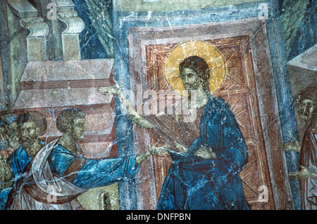 Die Ungläubigkeit von Thomas oder ungläubigen Thomas & Christus c 14 byzantinischen Fresken oder Peribleptos Klosterkirche Mystras Mystras Griechenland Stockfoto