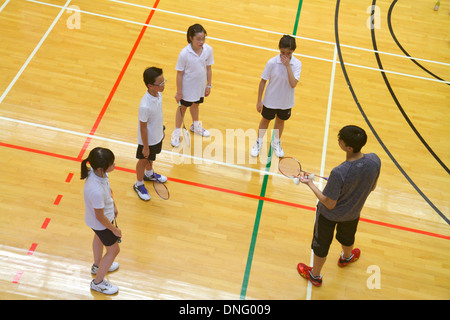 Hong Kong China, HK, Asien, Chinesisch, Orientalisch, Insel, Zentral, Hong Kong Park Sports Center, Zentrum, Badmintonplätze, Indoor, Gymnasium, Asiatische Mädchen, Youngst Stockfoto