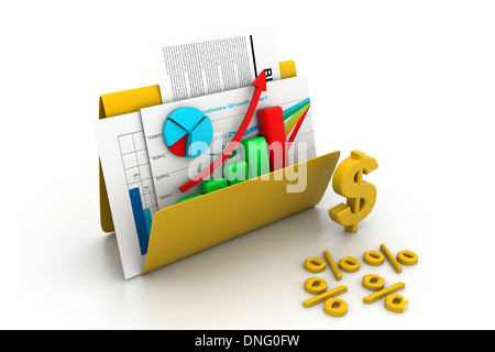 Business-Grafik und Tabelle im Ordner "" Stockfoto