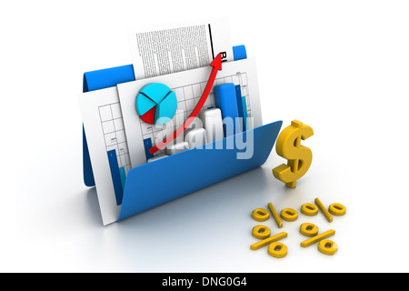 Business-Grafik und Tabelle im Ordner "" Stockfoto