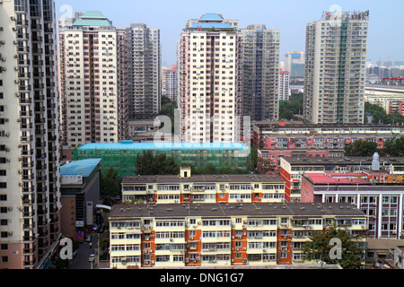 Peking China, Chinesisch, Xicheng District, Eigentumswohnung Wohnapartments Gebäude Gehäuse Gebäude, Skyline der Stadt, Luftaufnahme von oben Stockfoto