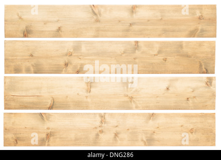 Holzbohlen isoliert auf weißem Hintergrund Stockfoto