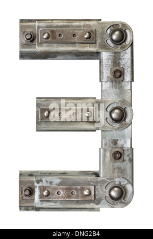 Industrial-Metal Alphabet Nr. 3 Stockfoto