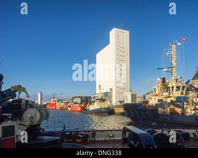 Panorama von Esbjerg Öl Hafen, Dänemark Stockfoto