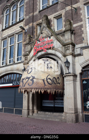 Eingang zum Amsterdam Dungeon, Holland, Niederlande. Stockfoto