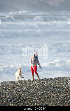 Newgale, Pembrokeshire, Wales, UK. 27. Dezember 21013. Windstärke Winde erstellte riesige Wellen bis an den Horizont auf der südwestlichen Küste von Wales. Bildnachweis: Graham M. Lawrence/Alamy Live-Nachrichten. Stockfoto