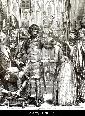 Abbildung der Einweihung in den Orden der Ritterschaft, England, 11. Jahrhundert Stockfoto