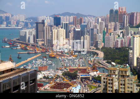 Hong Kong China, HK, Asien, Chinesisch, Orientalisch, Insel, Wan Chai, Hochhaus Wolkenkratzer Gebäude Wolkenkratzer, Gebäude, Skyline der Stadt, Victori Stockfoto