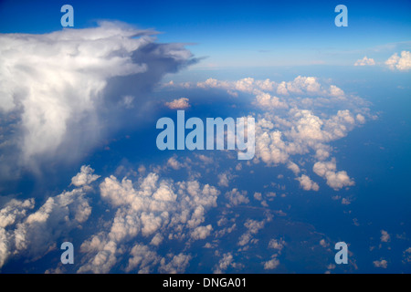 Charlotte North Carolina, Flug, Passagierkabine, Flug, US Airways, von Miami, Fenstersitzansicht, Luftaufnahme von oben, Himmel, Wolken, Atmosphäre Stockfoto