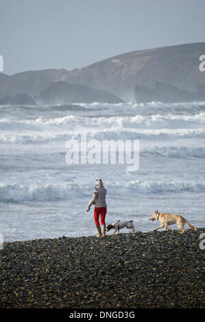 Newgale, Pembrokeshire, Wales, UK. 27. Dezember 21013. Sturmwinde erzeugen riesige Wellen bis an den Horizont auf der südwestlichen Küste von Wales. Bildnachweis: Graham M. Lawrence/Alamy Live-Nachrichten. Stockfoto