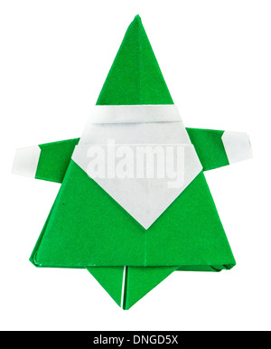 Santa Claus Papier gemacht. Origami Weihnachtsmann weiß isoliert Stockfoto