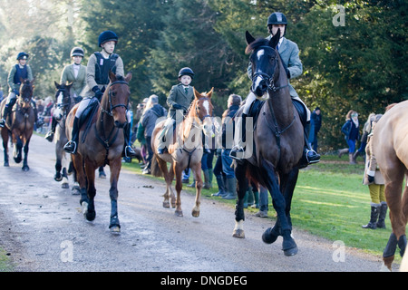 Traditionellen Boxing Day treffen sich bei Upton Haus Warwickshire, England Stockfoto