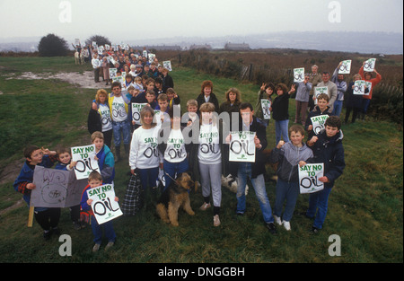 Lokale Aktivisten, Nein zu sagen, Öl, Bohren Norths Sitz in der Nähe von Hastings East Sussex 1980 s UK. HOMER SYKES Stockfoto