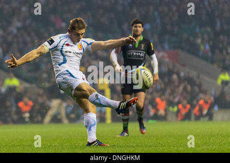 London, UK. 28. Dezember 2013. Exeter Gareth am in Aktion während der Aviva Premiership Spiel zwischen Harlekine und Exeter Chiefs aus Twickenham Stadion Credit: Action Plus Sport/Alamy Live News Stockfoto