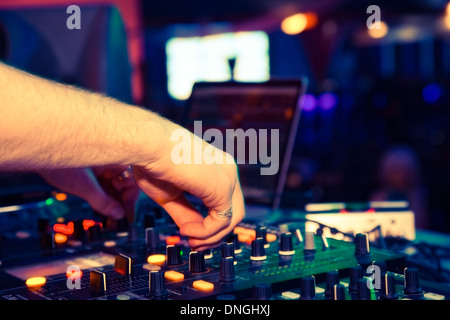 Disco Partys DJ. Sound-equipment Stockfoto