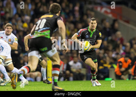 London, UK. 28. Dezember 2013. Karl DICKSON der Harlequins in Aktion während der Aviva Premiership Spiel zwischen Harlekine und Exeter Chiefs aus Twickenham Stadion Credit: Action Plus Sport/Alamy Live News Stockfoto