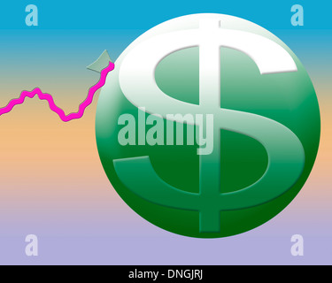 Eine stilisierte Ballon-Darstellung, die Dollar-inflation Stockfoto