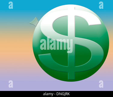 Eine stilisierte Ballon-Darstellung, die Dollar-inflation Stockfoto