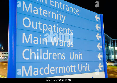 Melden Sie sich in einem Krankenhaus für Mutterschaft, ambulant, wichtigsten Stationen, Kinder und der Macdermott Einheit. Stockfoto