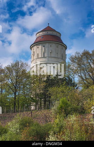 Der Wasserturm wurde 1917 erbaut und ist 39 Meter hoch, Radebeul bei Dresden, Landkreis Meißen, Sachsen, Deutschland Stockfoto