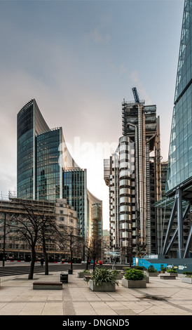 Lloyd's Of London und dem Willis Building, prominente Versicherung Standorte auf Lime Street in der City of London Stockfoto