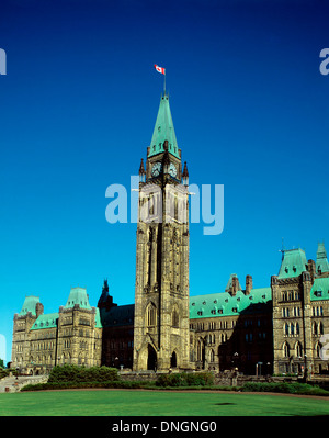 Der Centre Block der Gebäude des Parlaments zeigt The Peace Tower, Ottawa, Ontario, Kanada Stockfoto