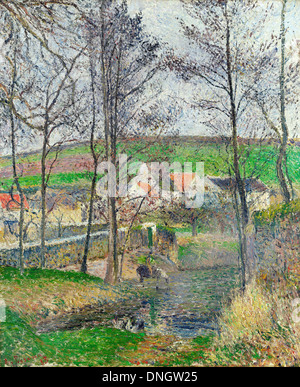 Camille Pissarro, den Ufern des Viosne bei Ihrem bei grauem Wetter winter 1883 Öl auf Leinwand. National Gallery of Victoria Stockfoto