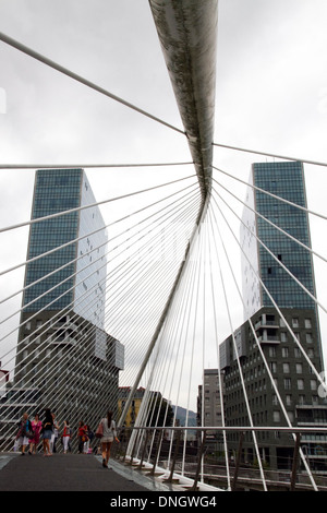 Bilbao Spanien, Brücke Puente del Campo Volantin, Santiago Caltrava Steg 90-97. Stockfoto