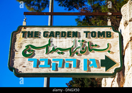 Das Gartengrab Zeichen in Jerusalem, Israel Stockfoto