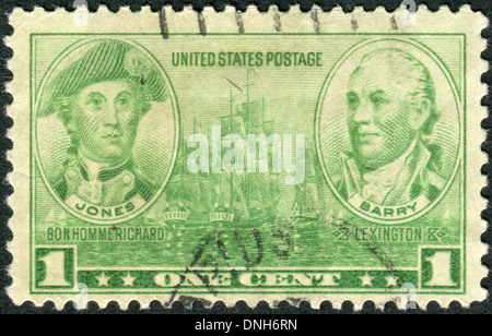 USA - ca. 1936: Briefmarke gedruckt in USA, Marine Ausgabe zeigt John Paul Jones und John Barry, ca. 1936 Stockfoto