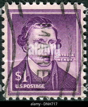 USA - ca. 1955: Briefmarken gedruckt in den USA, zeigt ein amerikanischer Rechtsanwalt, Pflanzer und Politiker, Patrick Henry, ca. 1955 Stockfoto