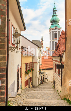 Cesky Krumlov / Krumau, Tschechien, schöne kleine Gasse Stockfoto