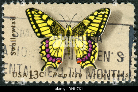 USA - CIRCA 1977: Briefmarke gedruckt in den USA, zeigt Schmetterling Oregon Schwalbenschwanz (Papilio Oregonius), circa 1977 Stockfoto