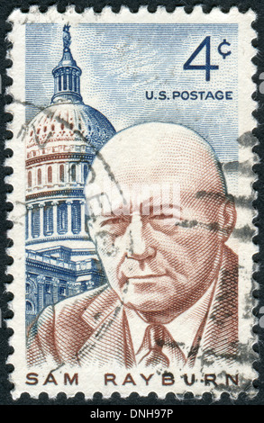 USA - ca. 1962: Briefmarken gedruckt in den USA, zeigt Sam Rayburn, Sprecher des Repräsentantenhauses, ca. 1962 Stockfoto