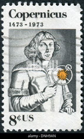 USA - CIRCA 1973: Eine Briefmarke gedruckt in den USA, zeigt Nicolaus Copernicus, polnische Astronom, ca. 1973 Stockfoto