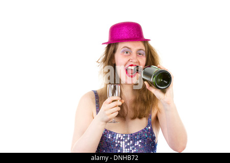 Schöne Partygirl, trinken zu viel Alkohol Stockfoto