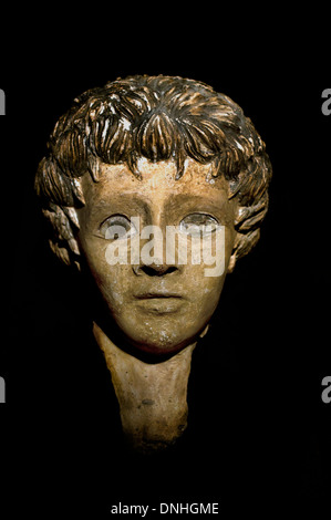 Mumienporträt und Gesso Maske römischen Zeit 100 v. Chr. - 200 n. Chr. Ägypten ägyptische Stockfoto