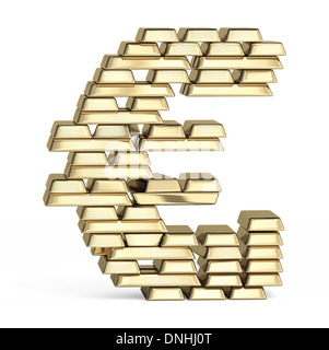 Euro-Zeichen von Goldbarren Stockfoto