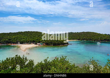 Der berühmte Strand Bella Vraka in Syvota, Griechenland Stockfoto