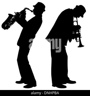 Instrument-Spieler-Silhouetten Stockfoto