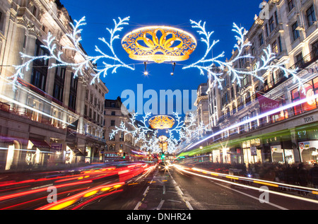 Christmas Lights 2013 Regent Street Night London UK Stockfoto