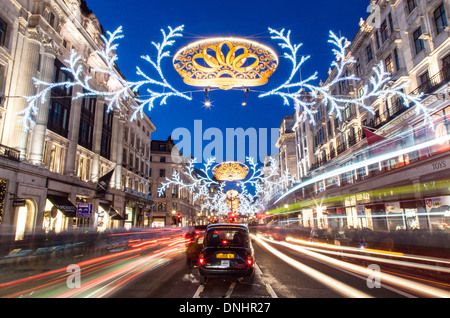 Christmas Lights 2013 Regent Street Night London UK Stockfoto